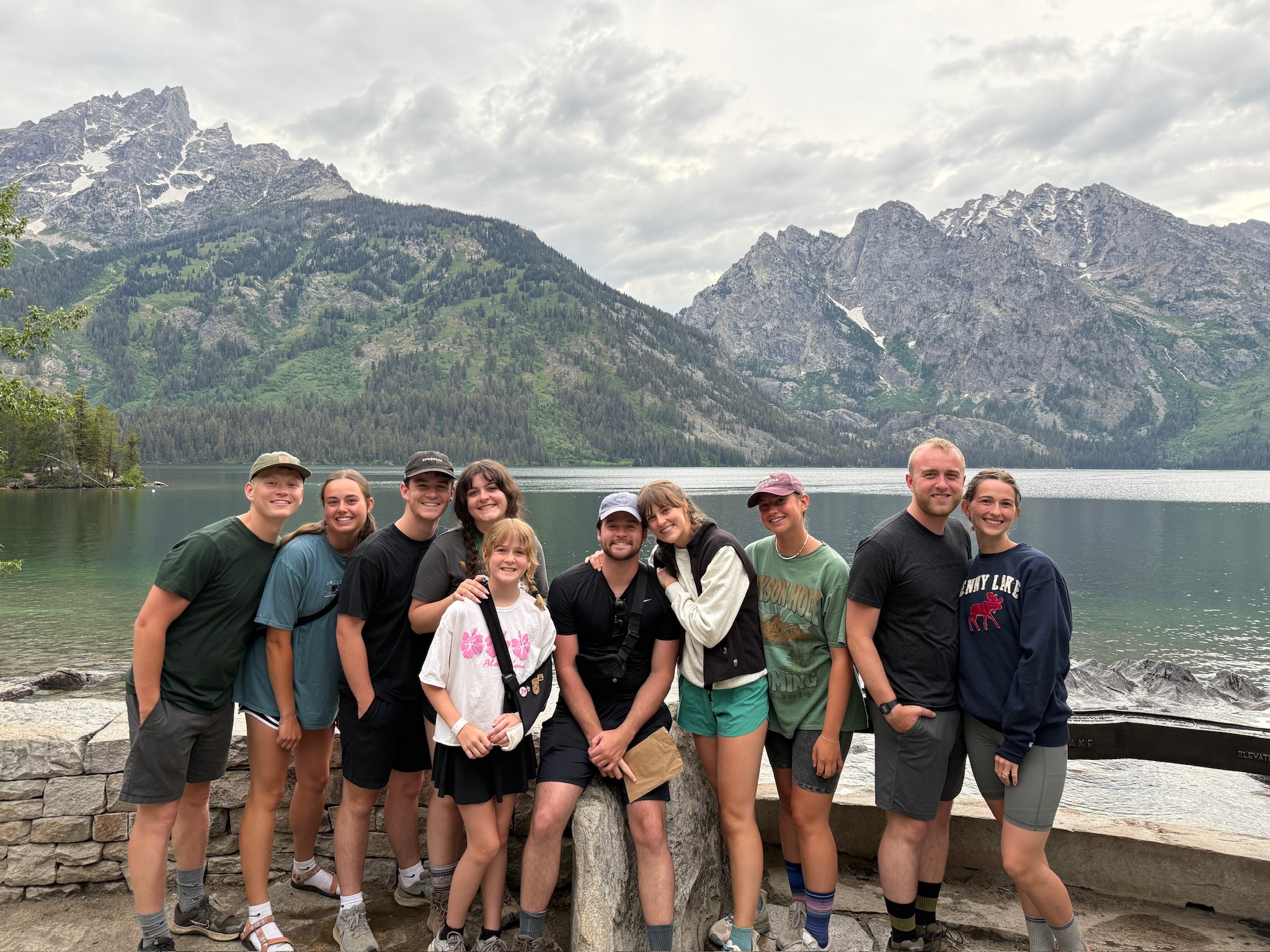 Family and friends in the mountains